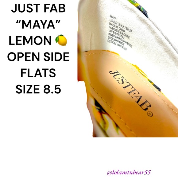JUST FAB BRAND “MAYA” LEMON 🍋 FLATS, SIZE 8.5-OPEN SIDES, EXCELLENT CONDITION - Picture 8 of 16